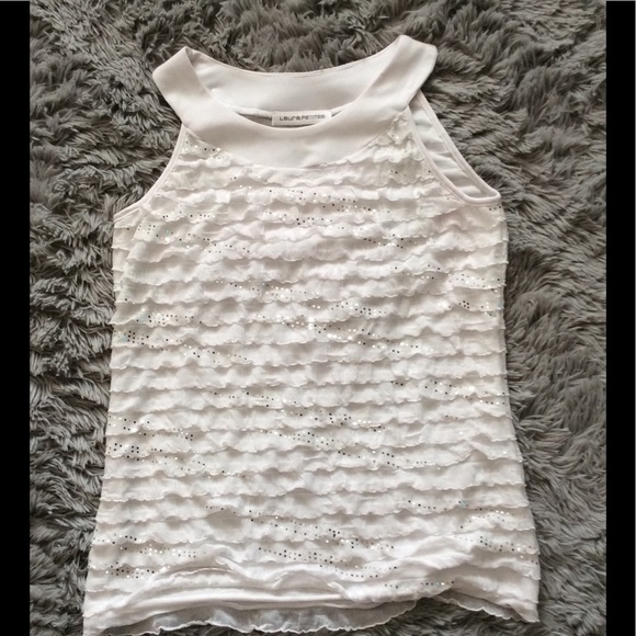 🌼3/25 white subtle sparkle dressy tank szMp